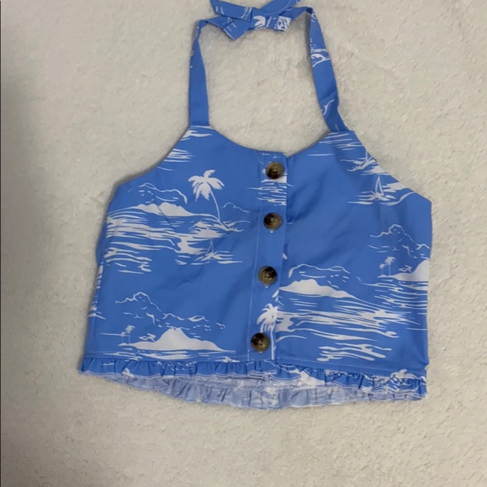 blue halter top